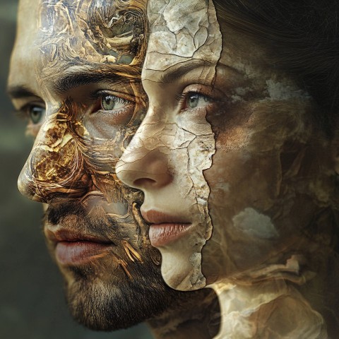 Man with Real Face and Woman with Morphed Face