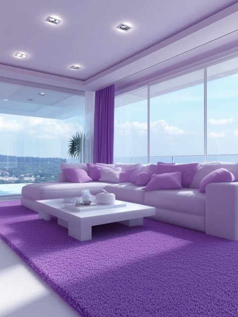 Elegant Purple and White Living Room Design