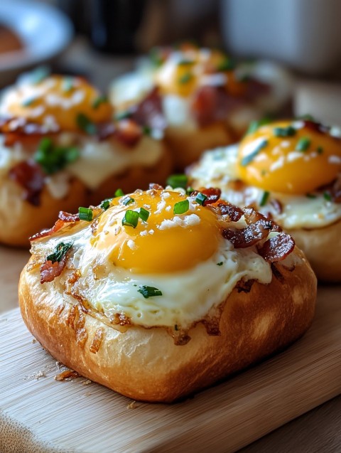 Hawaiian Bread Breakfast Rolls with Egg and Bacon