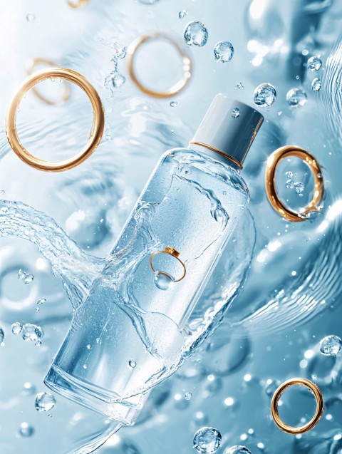 Luxury Skin Care with Floating Golden Rings