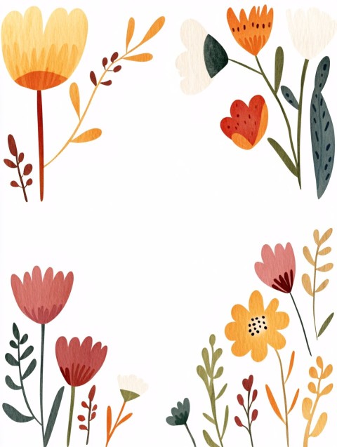 Cute Floral Frame Background Vector