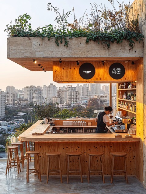 Minimalist Wooden Container Coffee Shop