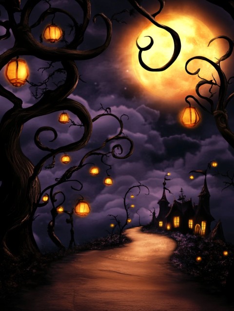 Tim Burton Inspired Dark Whimsical Fantasy Background