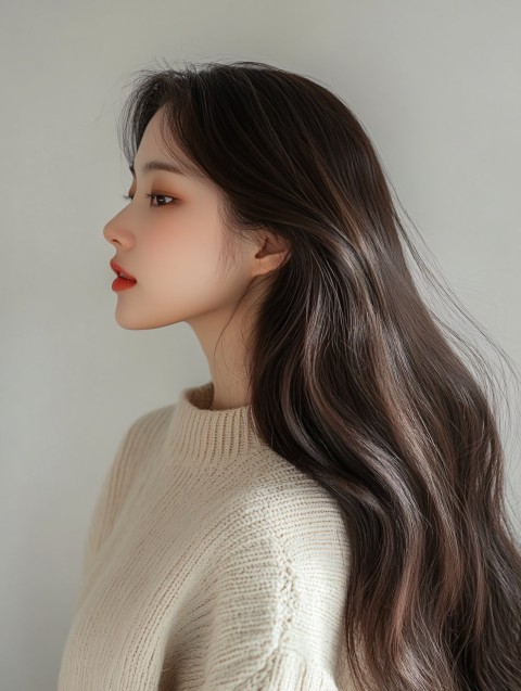 Korean Autumn Winter Fashion with French Long Hair