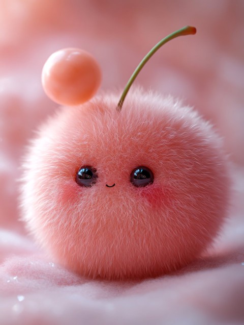 Charming Light Peach Fuzzy Cherry HD Photography