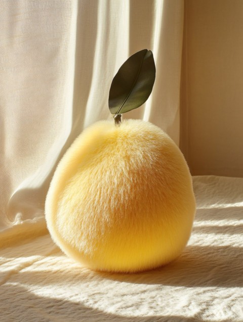 Adorable Fuzzy Lemon Object in Soft Yellow Hue