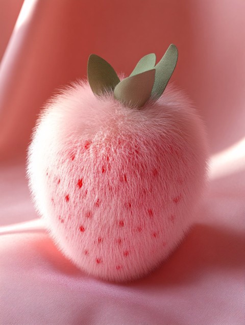 Cute Fuzzy Pink Strawberry-Shaped Object HD Photography