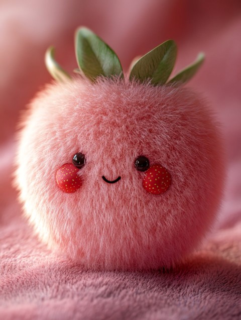 Cute Fuzzy Strawberry Object in Pale Pink Color