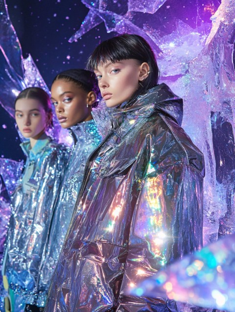 Futuristic Winter Fashion Moodboard with Cosmic Silver and Purple