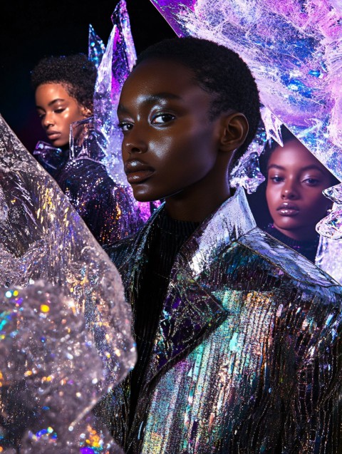 Futuristic Winter Fashion Moodboard with Cosmic and Avant-Garde Elements