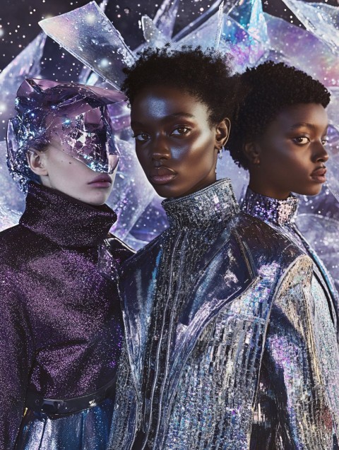 Futuristic Winter Fashion Moodboard with Cosmic Accents