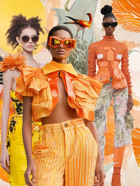 Spring/Summer Fashion Moodboard with Vibrant Orange and Yellow