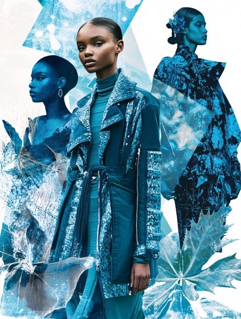 Fall Winter Fashion Moodboard With Metallic Blue Tones