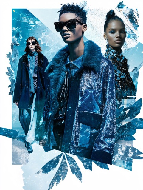 Stylish Fall/Winter Fashion Moodboard With Blue And Metallic Highlights