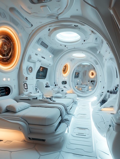 Futuristic Sci-Fi Interior with Holographic Display Elements