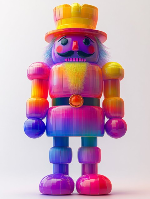 Purple Silk Nutcracker Sculpture in KAWS Style Design