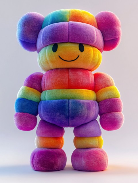 Purple Silk Nutcracker Sculpture in KAWS and Luxury Style