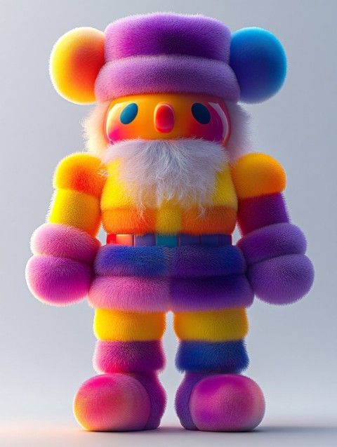 Purple Silk Embroidery Nutcracker Sculpture in Luxury KAWS Style