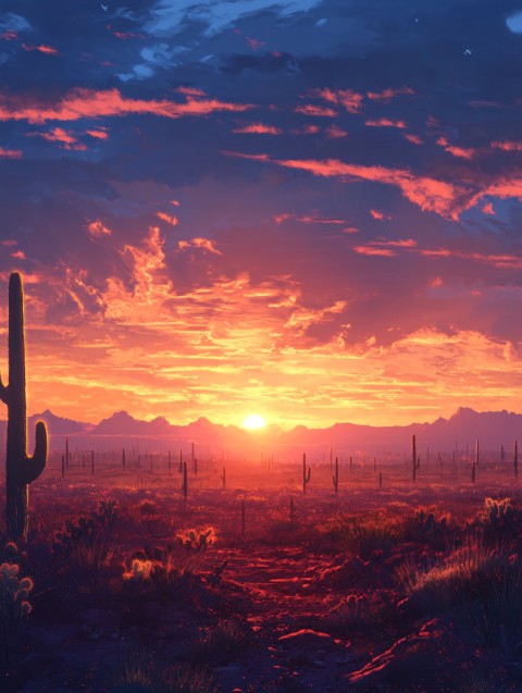 Dreamy Desert City at Sunset in Lo-Fi Anime Style