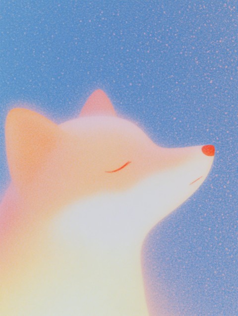 Chibi Fox Admiring Rose on Desert Planet