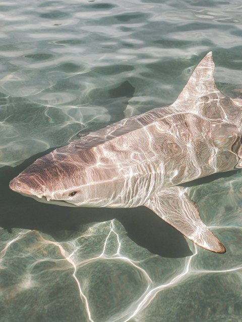 Shark Swimming in Ocean Water