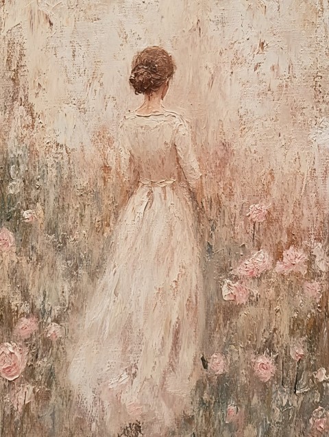 Elizabeth Bennet Walking in Pemberley Rose Garden Painting