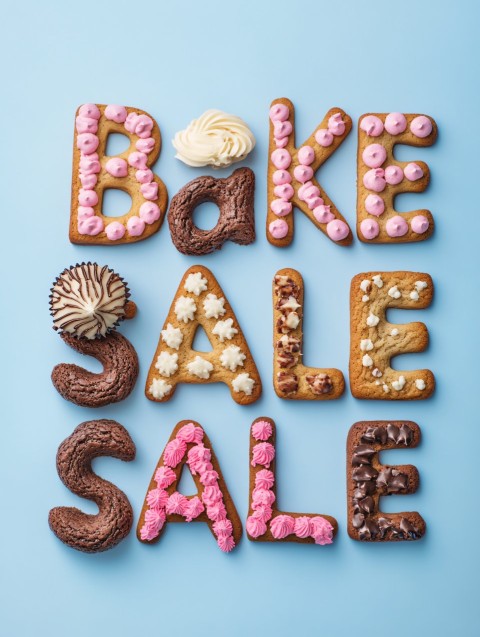 Bake Sale Dessert Typography Stock Photo