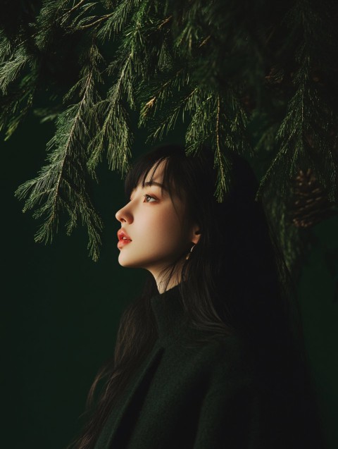 Portrait of Asian Woman with Forest Vibes