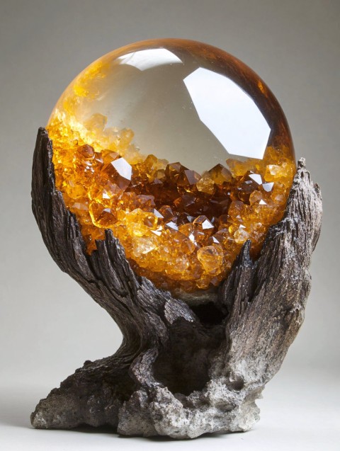 Citrine Crystal Ball on Ornate Stand