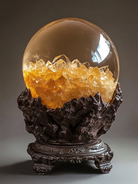 Citrine Ball on Elegant Decorative Stand