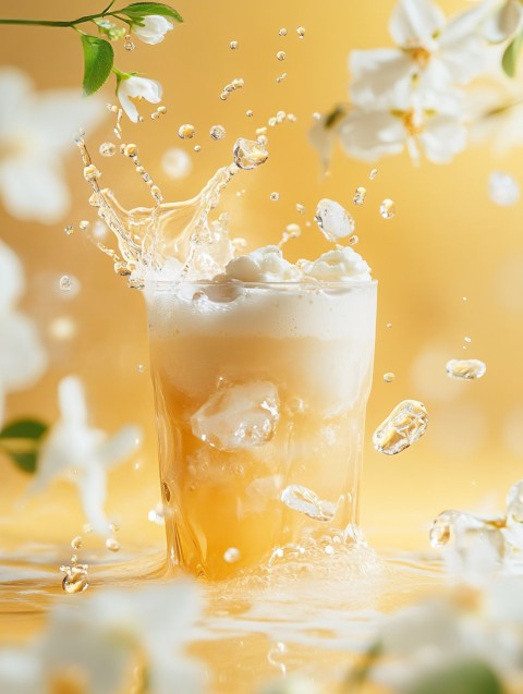 Milk Tea with Ice and Cream Top in Bright Setting