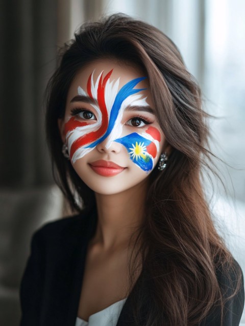 Filipina Girl with Face Paint of Philippine Flag