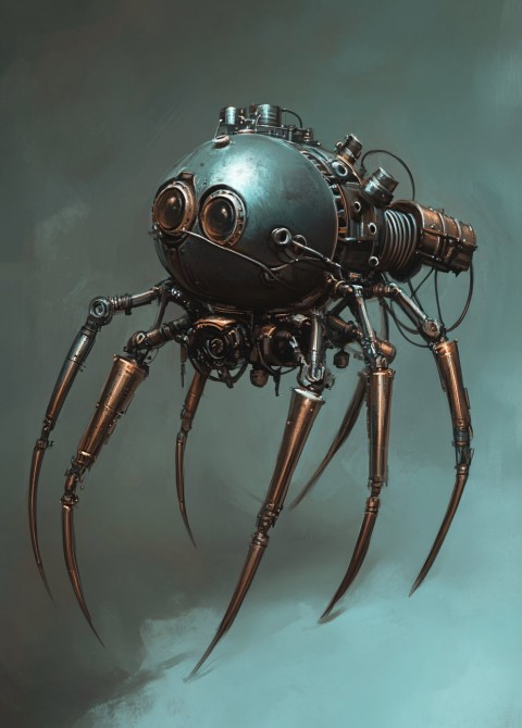 Steampunk Mechanical Spider Robot Illustration